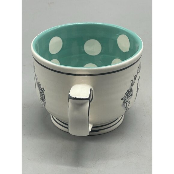 Katie mandy mug cup white blue dots stripes 3.5x5.5" READ - Picture 2 of 16